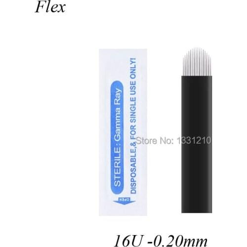 NANO 50PCS 16U shape Microblading Black 0.20mm Microblading Black Needles Needle Permanent Makeup Accessories