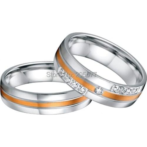 Custom size rose gold plating inlay Western his and hers wedding bands ring sets