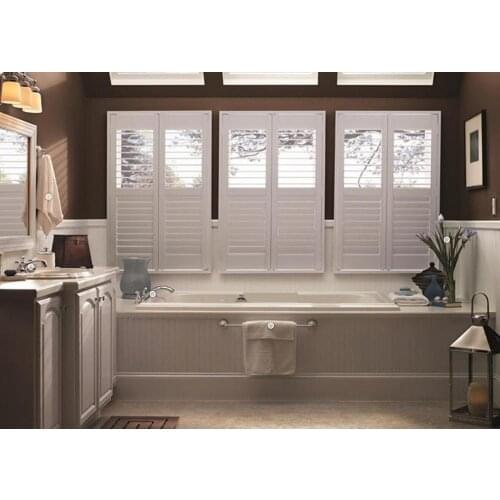 Interior wood plantation shutter white timber window blind Custom Wood Plantation Shutters