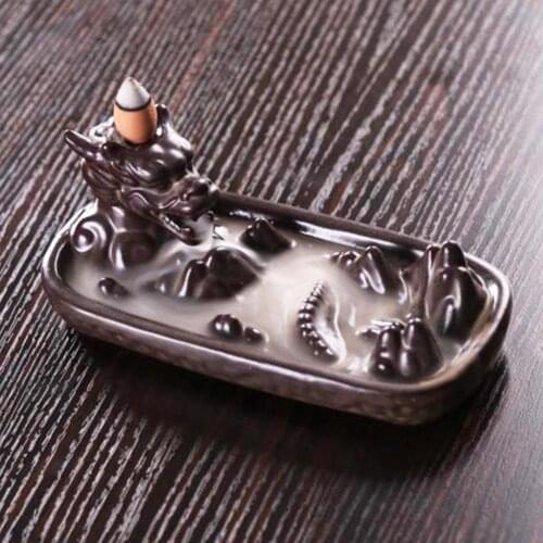 Ceramic Backflow Dragon Incense Burner Cones Stick Holder Censer Home Ornament Incense Burner Use In Home Teahouse