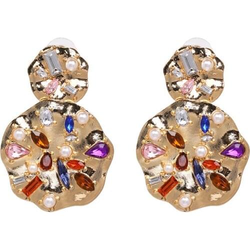 Korean Fashion Modern Womens Earrings 2021 Crystal Rhinestone Jewelry Vintage Shiny Inlaid Brick Boho Jewelry-Accessories
