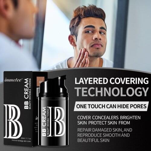 Concealer cream Mens BB Cream Brighten Complexion Oil Control Concealer Acne Marks Spots Lazy Cream foundation makeup
