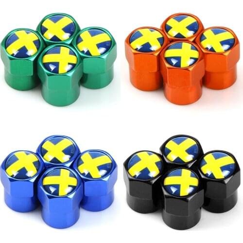 4pcs Aluminum Sweden Flag Car Wheel Tire Valves cover Tyre Air Caps case For Volvo V70 XC60 S60 V60 V40 Car Accessories Styling