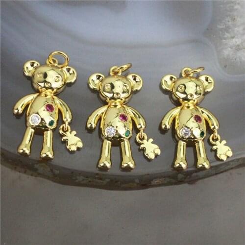 25*15mm 10pcs/lot Lovely bear cz pendant!!!Cute micro pave cz charm, jewelry making component wholesale