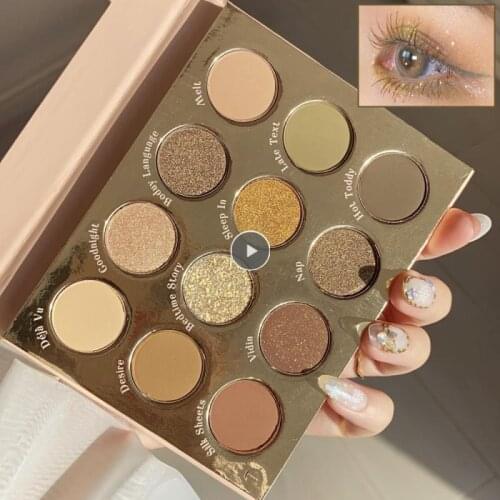 ROTO 12 Color Matte Eyeshadow Glitter Sequins Eye Shadow Pallete Lasting Eye Shadow High Gloss Cosmetic Nude Makeup Pigment TSLM