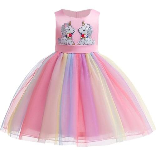 Cute Sweet Unicorn Dress Christmas Party Performance Childrens Clothes Cartoon Dresses for Girls Tutu Girl Princess Dress