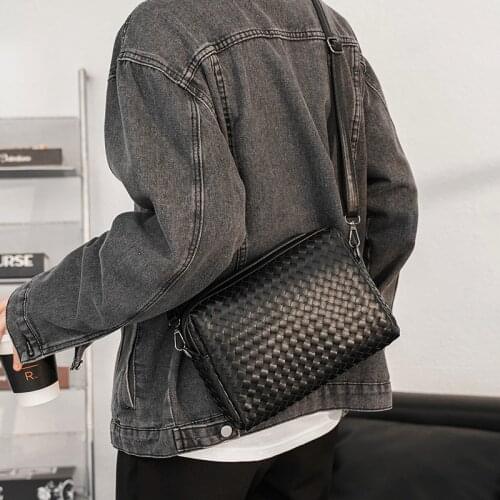 Fashion Hand-woven Crossbody Bag Men Korean Style Mens Shoulder Bag Clutch Bag Multifunction Mens Messenger Bag Handbag Male