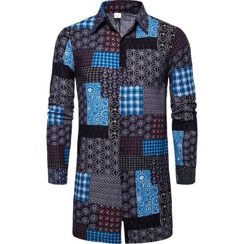 2019 New Fashion Mens African Style Long Sleeve Printed Leisure Shirts