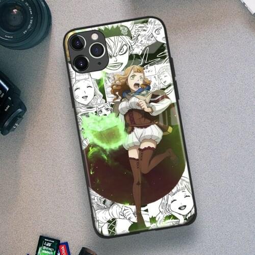Mimosa Vermillion Black Clover Anime Soft TPU Glass Phone Case for IPhone SE 6s 7 8 Plus X Xr Xs 11 12 Mini Pro Max Samsung