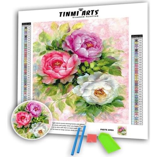 5D Poured Glue Diamond Painting Kits Scallope Edge Peony Icon Modern Wall Decoration Full Round Embroidery Flowers wedding Gifts