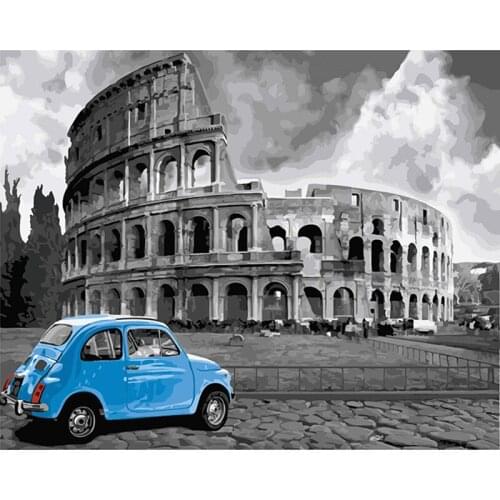 Museums And Cars Landscape DIY Painting By Numbers Picture Colouring Zero Basis HandPainted Oil Painting Unique Gift Home Decor