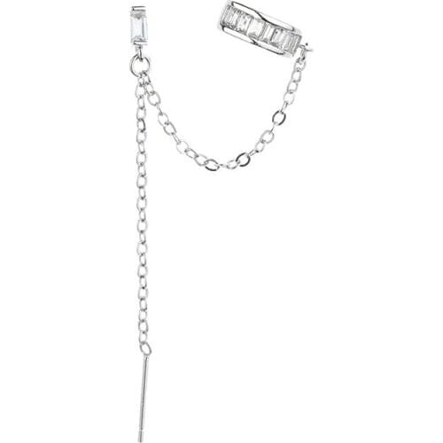 New 1pcs Ear Cuff Clip Earrings Minimalist Long Chain Cubic Zircon Ear Jewelry For Women Korean Fashion Gifts