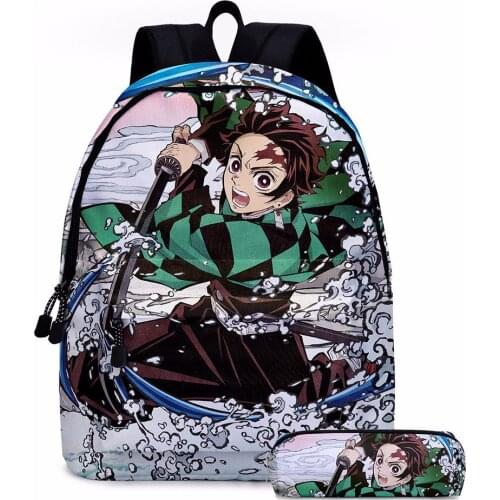 New Anime Demon Slayer Kimetsuno Yaiba Backpack Multi-pocket Boys&Girls School Bag For teenage Girls Mochila Mujer 2pcs/set