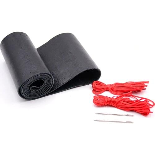 Car Steering Wheel Cover 38CM DIY Genuine Leather Cowhide Braid With Needles Thread Car-Styling Automobile Interior Accessory
