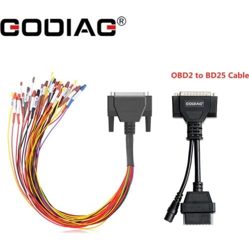 Colorful Jumper Cable plus OBD2 to BD25 Cable for Godiag GT100 OBD II Break Out Box ECU Connector