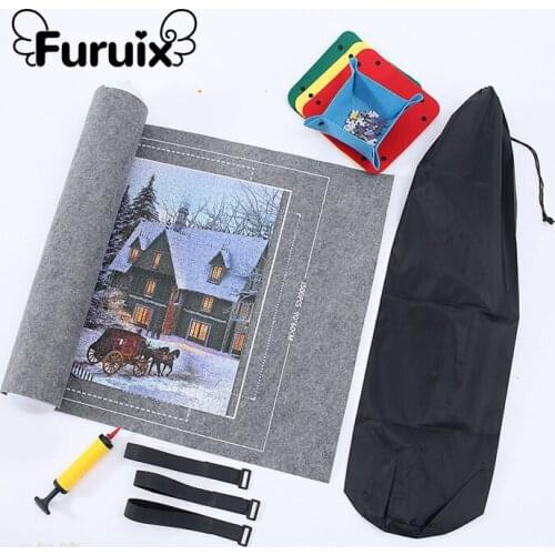 Rollable Jigsaw Puzzle Mat with Storage Bag Puzzle Roll Mat Board Up To 3000 Pieces Felt Mat Puzzle Assist Tool