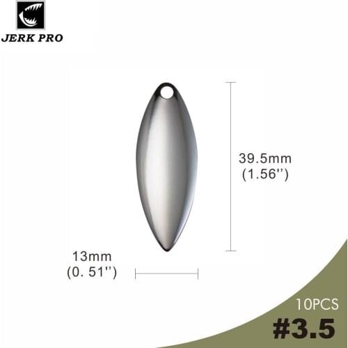 JERK PRO 10PCS Size 3.5 Smooth Steel Willow leaf Spinner Blades Spinnerbait Parts For Fishing Lures Angler’s Tackle Craft