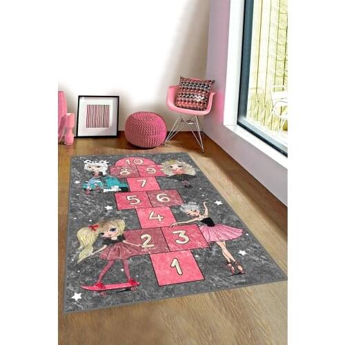 Gray Seksekli Kids Room Play Mats Bi131 80 cm x 150 cm