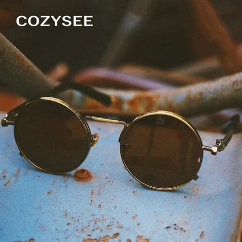 Classic Gothic Steampunk Sunglasses Men Women Brand Designer Vintage Round Metal Frame Sund Retro Woman Sunnies Shades