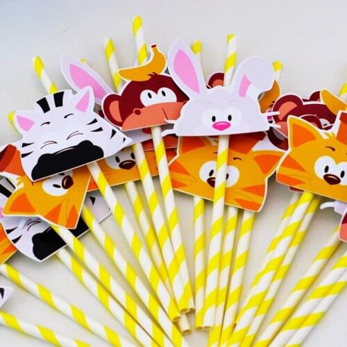 Animals Theme Party Cake Topper Safari Animals Theme Boxes Bags Bottle Labels Cake Topper Straws Glitter Centerpiece Supplies