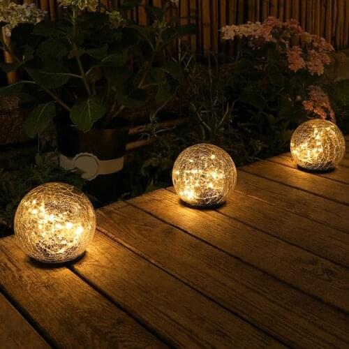 Cracked Glass Ball Led Solar Light For Garden Deco Outdoor Solar Courtyard Light Buried Light automatical Sensor Street Lights