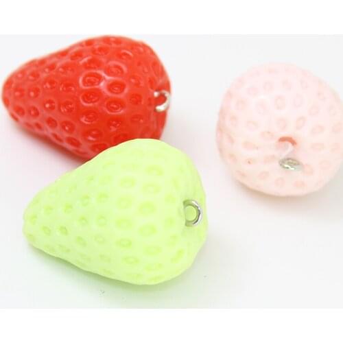 Yamily 6pcs/30*21mmPVC Resin Fruits Simulation 3D Strawberries Charm Pendant For Diy Keychain Earring Necklace Bracelet Jewelry