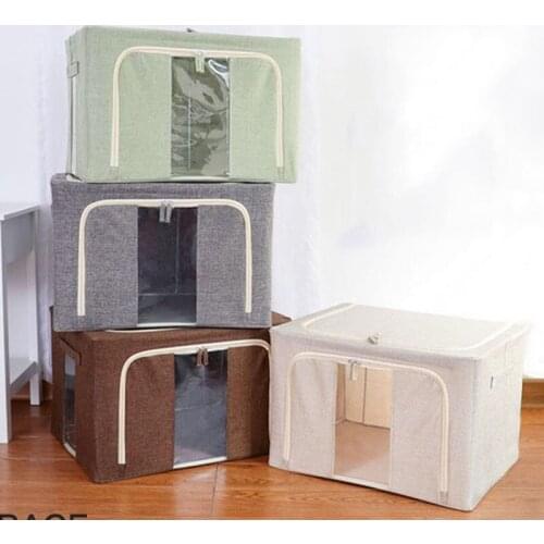 Steel Frame Storage Box Durable Clothes Quilt Finishing Box Folding Portable Organizer For Home Toys Books Sundries Linen Case