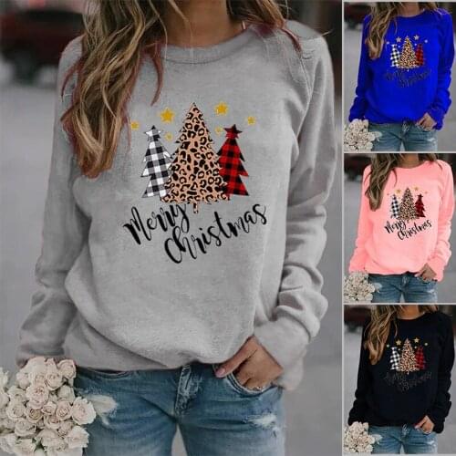 Merry Christmas Printed Hoodies Women Hoodie Pullovers Winter Women Fleece Long Sleeve O Neck Loose Sweatshirt Girls