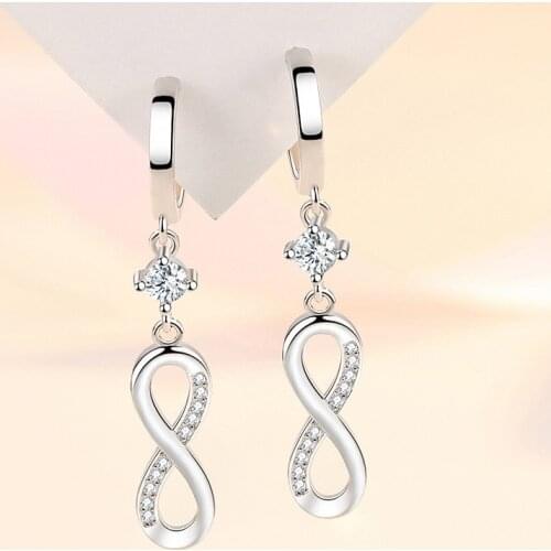 925 Sterling Silver Tassel Crystal Cross Drop Earring For Women Wedding Party Elegant Jewelry eh614