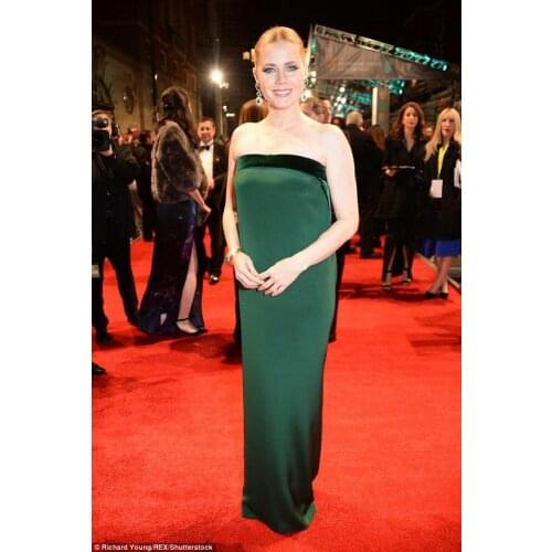 Elegant Long Green Strapless Celebrity Dresses Sleeveless Robe De Soiree Floor Length Mermaid Satin Formal Gowns for Women