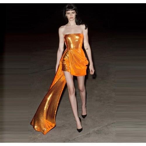 Prom Dresses Short Orange sukienki wieczorowe krotkie Sequins Simple Homecoming Gala Event 2020 Trending Women Skirts