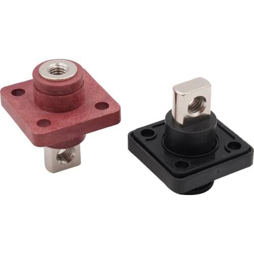 1pc 120A Red and Black Current Car Terminal Copper Connector Battery Through Type Terminal Screw Connector