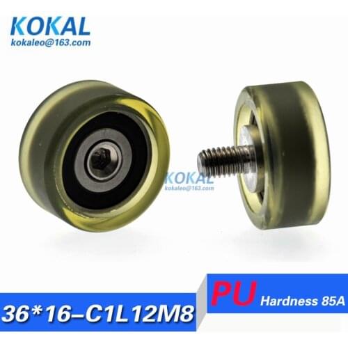 1pcs/lot low noise 6200RS TPU PU rubber stainless steel M8 screw shaft pulley DIY sliding Roller fittings wheel 10*36*16mm