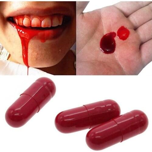 10pcs/set Funny Blood Trick Toys Blood Capsule Halloween April Fools Day Whimsy Props Children Adults Practical Joke Toys