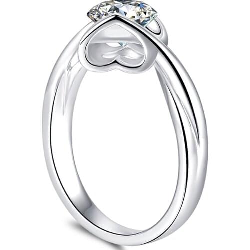 14K Au585 White Gold Women Ring Moissanite Diamonds 1 2 3 4 5 Carat Round Heart Wedding Party Engagement Anniversary Ring Trendy
