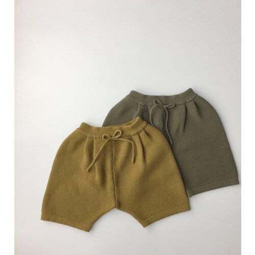 2021 Spring Autumn Baby Kids Knitted Sweater Shorts Pants for Boys Girls Fashion Cotton Knitwear Shorts Children Clothes 2-7Y