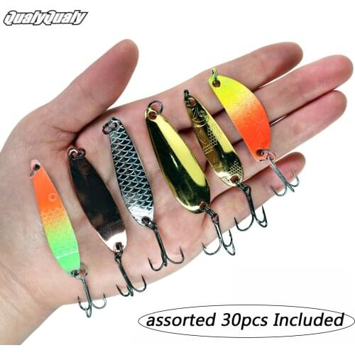 30pcs Assorted Fishing Spoon Set 4g-7g Metal Spoon Hard Bait Jigging Lure For Bass Fishing