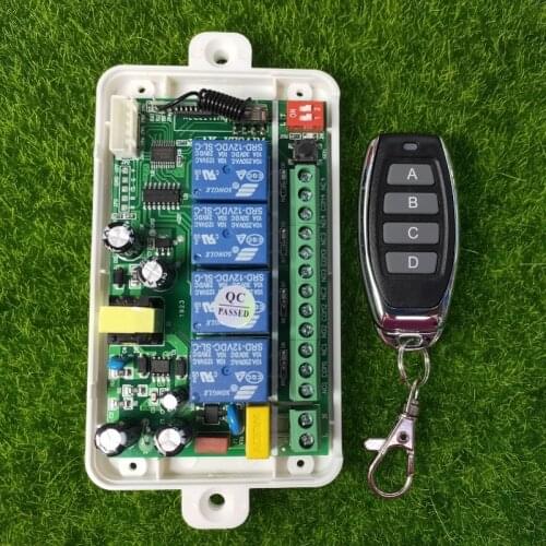 AC85V-256V 4CH 4 CH 4 Channel 10A Relay RF Wireless Remote Control Switch System 315 MHz 433 MHz Transmitter And Receiver