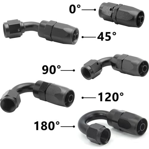 AN8 Straight 45 90 120 180 Degree Reusable Swivel Hose End Fitting For Stainless Steel Braided hose Black