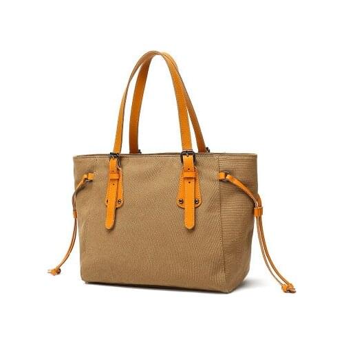 Women big canvas beige black grey khaki trapezoid tote handbag for female causal large capacity one shoulder bag