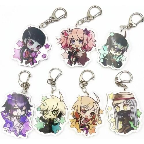 Anime Danganronpa V3 Key Chains Two-sided Keychain Cosplay Acrylic Pendant Keyring
