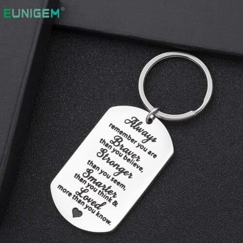 Keychain Keyring Graduation Gifts for Teen Girls Boys Son Daughter Engraved Key chain Always Remember You Are Braver