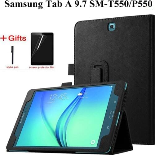 Hybrid Stand Hard Silicone Rubber Armor Case For Samsung Galaxy Tab A 9.7 T555 T550 SM-T555 SM-P550 Anti-knock Cover+film+pen