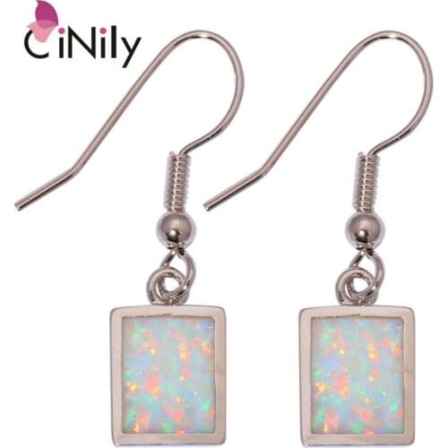 CiNily Created White Pink Blue Orange Fire Opal Silver Plated Earrings Wholesale Hot for Women Jewelry Drop Earrings OH3404-07
