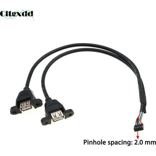 Cltgxdd 1PCS Motherboard USB Dupont Terminal 9Pin Pitch 2.54mm 2.0mm to Female Dual Port USB 2.0 Adapter Panel Mount Cable