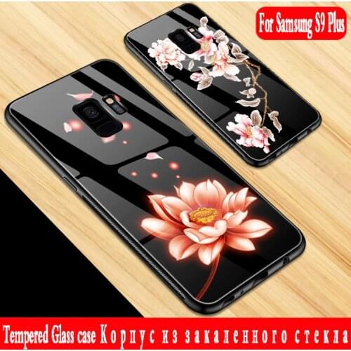 For samsung galaxy s9 plus cover Luxury Tempered Glass Cover Soft TPU Silicone Bumper for samsung galaxy s 9 plus Cover case 3d
