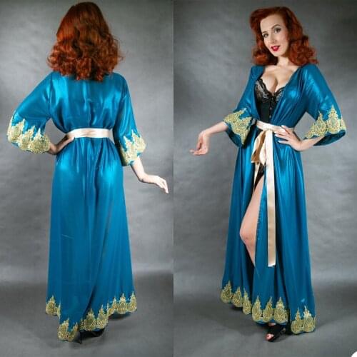 Elegant Womens Bridal Gowns Long SLeeve Sexy High Split Bathrobe Lingerie Nightgown Pajamas Sleepwear Custom Made Housecoat