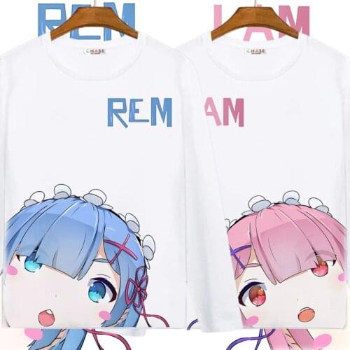 Ram Rem Cartoon Print Long Sleeves T-shirt Re:Life In A Different World From Zero Anime T Shirt Men/Women Casual Top Tee Costume