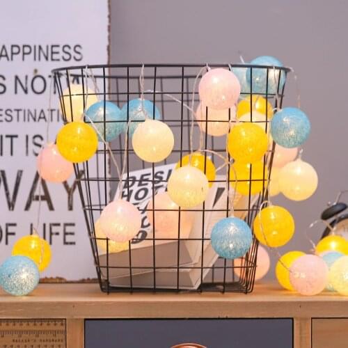 Cotton Ball Garland 20 LED Fairy Lights String Lights Christmas Lights Decoration Wedding Xmas Gift Party Home Decor Navidad
