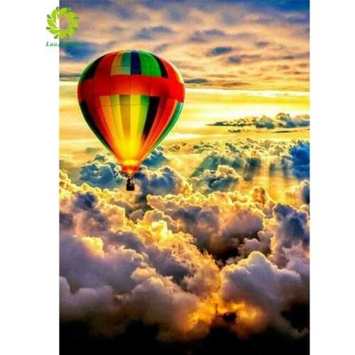 LaoJieYuan DIY full round diamond embroidery bright flower diamond mosaic painting air balloon cross stitch rhinestone painting